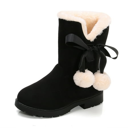 LYCAQL Toddler Shoes Bowkont Boots Cotton Fashion Shoes Boots Snow Kids Princess Baby Girls Baby Shoes Shoes Baby Girls (Black 1.5 Big Kids)
