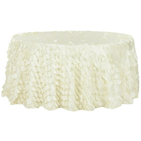 

1 Pc Petal Circle Taffeta Round 120 Tablecloth - Ivory For Wedding Or Event Decor