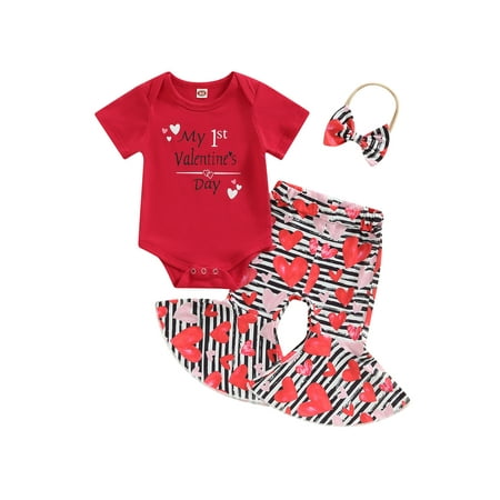 Seyurigaoka Baby Girls Valentine s Day Outfit Sets Red Short Sleeve Arrow Print Romper Tops + Heart Print Flared Pants + Bowknot Headband
Seyurigaoka Baby Girls Valentine s Day Outfit Sets Red Short Sleeve Arrow Print Romper Tops + Heart Print Flared Pants + Bowknot Headband