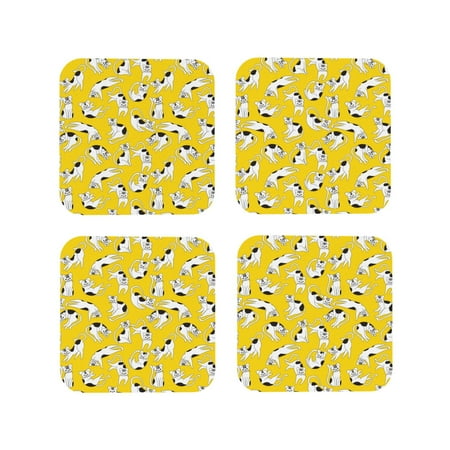 Leather Coasters Set of 4 - Artistic Cute Cartoon Cat Yellow Lightweight Non-Slip Drink Coasters for Desk Anti-Scalding Desk Cup Coasters for Office Table Decor Square
Leather Coasters Set of 4 - Artistic Cute Cartoon Cat Yellow Lightweight Non-Slip Drink Coasters for Desk Anti-Scalding Desk Cup Coasters for Office Table Decor Square