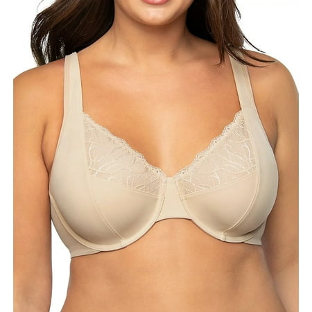 VANITY FAIR Damask Neutral Flattering Lace Minimizer Bra US 38C UK 38C NWOT