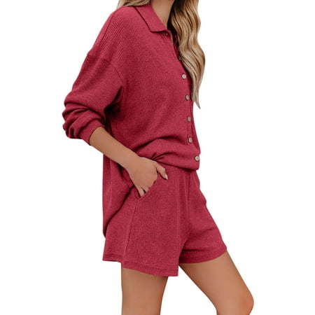 Pajamas For Women Solid Color Strip Button Lapel Casual Fashion Homewear Shorts Set Women Pajamas Sexy
Pajamas For Women Solid Color Strip Button Lapel Casual Fashion Homewear Shorts Set Women Pajamas Sexy
