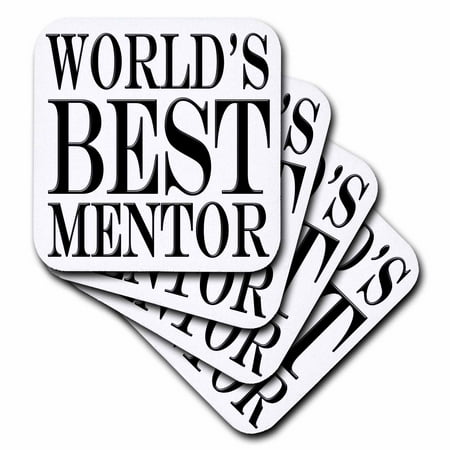 3dRose Worlds best mentor. Black. - Soft Coasters set of 4