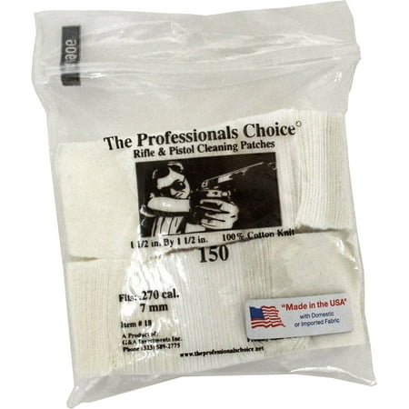 The Professionals Choice Square Knit Cleaning Patches .270 Cal / 7mm 150 pack