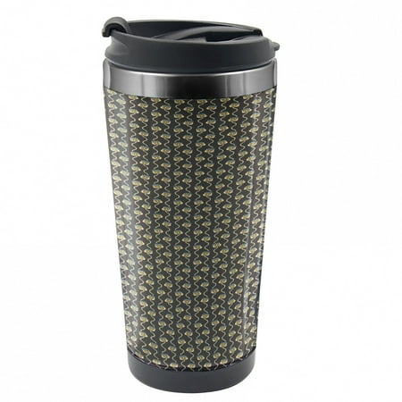 Flower Travel Mug Doodle Spring Blooms Steel Thermal Cup 16 oz by Ambesonne