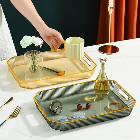 Tray with Hollow Handle Thicken Stackable Light Luxury Inlaid Golden-rimmed Tray for Kitchen
Tray with Hollow Handle Thicken Stackable Light Luxury Inlaid Golden-rimmed Tray for Kitchen