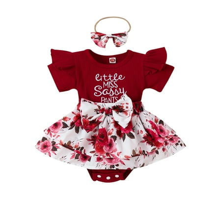 wybzd Baby Girl Summer Outfit Set Floral Short Sleeve Romper Dress Ruffle Fly Sleeve Bodysuit Headband Skirt Set Wine Red 6-12 Months
wybzd Baby Girl Summer Outfit Set Floral Short Sleeve Romper Dress Ruffle Fly Sleeve Bodysuit Headband Skirt Set Wine Red 6-12 Months