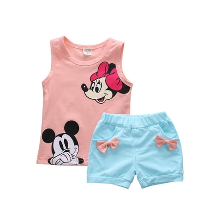 EYIIYE Toddler Kids Girl Summer 2Pcs Outfit Cartoon Mickey Print Sleeveless Vest Tops + Bow Pocket Shorts Set 1-5 Years
EYIIYE Toddler Kids Girl Summer 2Pcs Outfit Cartoon Mickey Print Sleeveless Vest Tops + Bow Pocket Shorts Set 1-5 Years