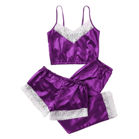 Women s 3 Piece Lace Trim Polka Dots Cami Top and Shorts Pants Satin Pajama Set
Women s 3 Piece Lace Trim Polka Dots Cami Top and Shorts Pants Satin Pajama Set