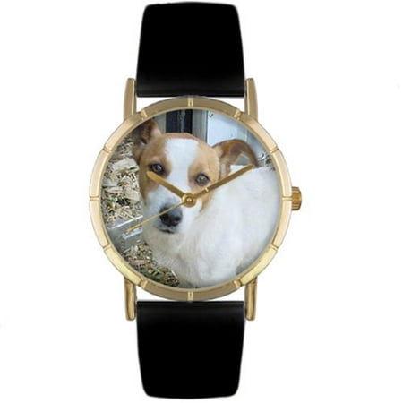 Whimsical Watches Unisex Jack Russel Photo Watch with Black Leather