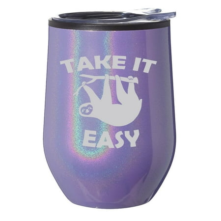 Stemless Wine Tumbler Coffee Travel Mug Glass With Lid Gift Take It Easy Sloth Funny (Purple Glitter)
Stemless Wine Tumbler Coffee Travel Mug Glass With Lid Gift Take It Easy Sloth Funny (Purple Glitter)