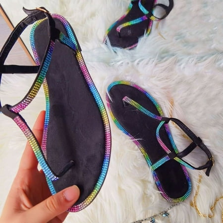 Cathalem Fashion Spring And Summer Women Sandals Flip Flops Colorful Rhinestones Flat Casual Platform Sandals for Women Heels Multicolor 8
Cathalem Fashion Spring And Summer Women Sandals Flip Flops Colorful Rhinestones Flat Casual Platform Sandals for Women Heels Multicolor 8