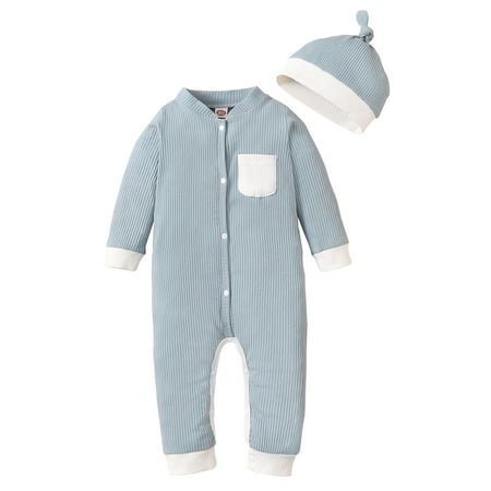 KIMI BEAR Newborn Boys Outfits 9 Months Newborn Boy Autumn Winter Outfits 12 Months Newborn Boy Casual Pit Stripe Open Chest Long Sleeve Romper + Hat 2PCs Set Blue
KIMI BEAR Newborn Boys Outfits 9 Months Newborn Boy Autumn Winter Outfits 12 Months Newborn Boy Casual Pit Stripe Open Chest Long Sleeve Romper + Hat 2PCs Set Blue