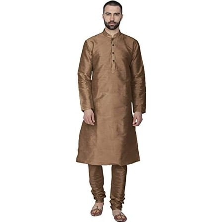 Royal Kurta Mens Silk Blend Loop Button Kurta And Dhoti Set (36 All Blue)