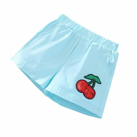 DTBPRQ Girls Athletic Shorts with Drawstring Girls Strawberry Shorts Dry Running Shorts for Girls