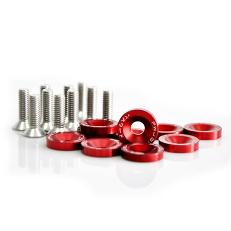 BCLONG 10pcs M6 Anodized Aluminum Fender Screw Washers & Bolts Auto Accessories