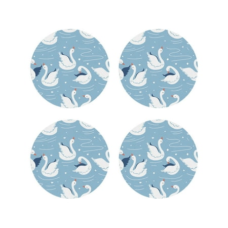 Coasters for Drinks Cute Swan Round Leather Coasters Set of 4 Table Decor Protect Furniture from Water Marks Scratch and Damage
Coasters for Drinks Cute Swan Round Leather Coasters Set of 4 Table Decor Protect Furniture from Water Marks Scratch and Damage