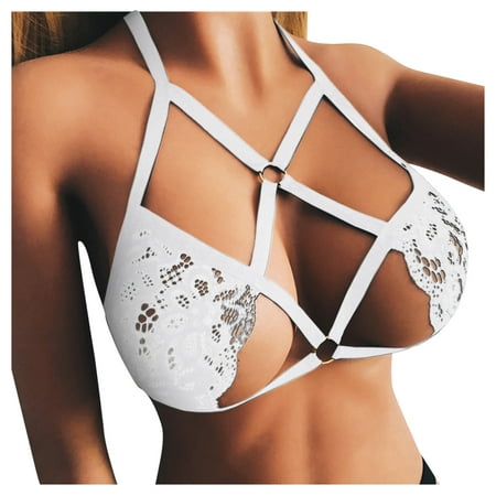

Women s Halter See-Through Bra Metal Ring Hollow Lace V-Neck Underwear Lingerie for Woman plus Size Corsets Lingerie for Women