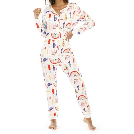 Yuemengxuan Women Pajamas Jumpsuit Cartoon Long Sleeve Buttons O-Neck Sleep Wear
Yuemengxuan Women Pajamas Jumpsuit Cartoon Long Sleeve Buttons O-Neck Sleep Wear