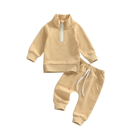 Binpure Baby Girls Boys 2 Pieces Outfits Solid Color Stand Collar Long Sleeve Zipper-Up Sweatshirt Tops + Elastic Waist Long Pants Set
Binpure Baby Girls Boys 2 Pieces Outfits Solid Color Stand Collar Long Sleeve Zipper-Up Sweatshirt Tops + Elastic Waist Long Pants Set