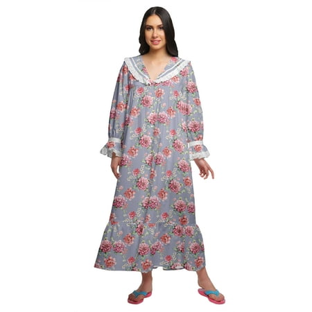 Moomaya WoMen s Printed Cotton Sailor Collar Sleepwear Button Down Nightdress
Moomaya WoMen s Printed Cotton Sailor Collar Sleepwear Button Down Nightdress