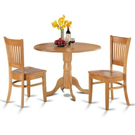 Oak Kitchen Table and 2 Slat Back Chairs 3-piece Dining ...