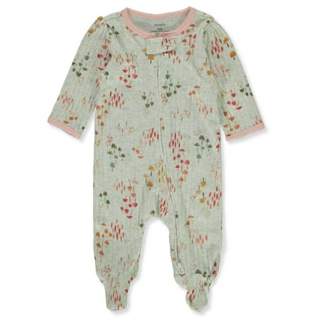 Carter s Baby Girls Floral Footed Coveralls - gray multi 6 months (Newborn)