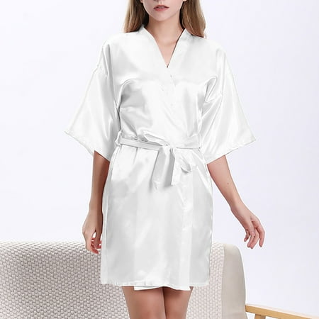 Women s Nightgown Satin Solid Color Bandage Nightgown Cardigan Bathrobe Home Nightgown
Women s Nightgown Satin Solid Color Bandage Nightgown Cardigan Bathrobe Home Nightgown