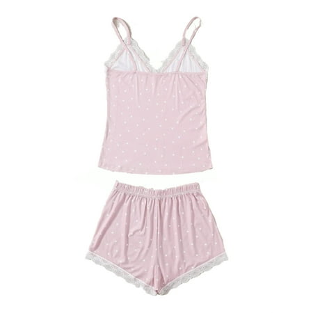 Polka Dot Contrast Lace Short Sets Spaghetti Strap Sleeveless Sleepwear Cute Women s Pajama Sets
Polka Dot Contrast Lace Short Sets Spaghetti Strap Sleeveless Sleepwear Cute Women s Pajama Sets