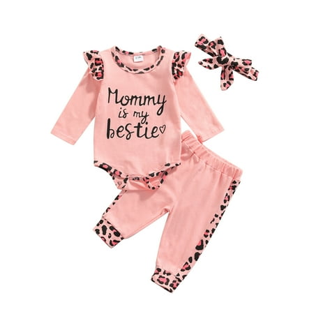 3PCS Baby Girls Fall Leopard Outfit Letter Print Romper Round Neck Long Sleeve Tops Trousers Headband Clothes Set
3PCS Baby Girls Fall Leopard Outfit Letter Print Romper Round Neck Long Sleeve Tops Trousers Headband Clothes Set