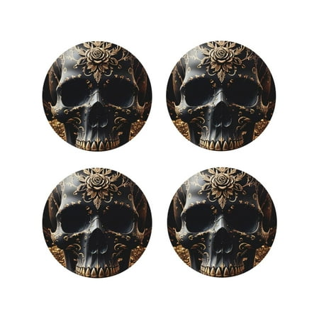 Matuu Gold Pattern Black Skull for Cup Coasters Set of 4 Leather Coasters Desk Coasters for Office Measures 4” x 4”-Round Shape
Matuu Gold Pattern Black Skull for Cup Coasters Set of 4 Leather Coasters Desk Coasters for Office Measures 4” x 4”-Round Shape