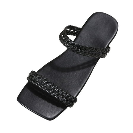 Slippers for Women Women S Summer Solid Color Slip On Weave Flat Beach Open Toe Breathable Sandals Shoes Slippers Womens Slippers Artificial Leather Black 38
Slippers for Women Women S Summer Solid Color Slip On Weave Flat Beach Open Toe Breathable Sandals Shoes Slippers Womens Slippers Artificial Leather Black 38