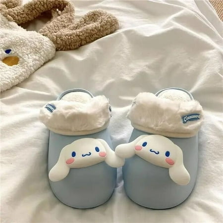 

Sanrio Hello Kitty Plush Slippers Anime Figure Kuromi Cinnamoroll My Melody Cotton Shoes Winter Outwear Warm Shoes Y2K Girls