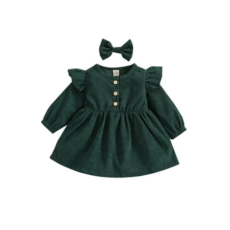 Domingbub Toddler Baby Girls Ruffle Dress Clothes Long Sleeve Corduroy Dresses with Hairpin 2Pcs Outfits Dark Green 18-24 Months
Domingbub Toddler Baby Girls Ruffle Dress Clothes Long Sleeve Corduroy Dresses with Hairpin 2Pcs Outfits Dark Green 18-24 Months