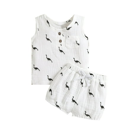 2Pcs Toddler Infant Baby Boy Summer Outfits Sleeveless Dinosaur Print Tank Tops + Bow Shorts Set
2Pcs Toddler Infant Baby Boy Summer Outfits Sleeveless Dinosaur Print Tank Tops + Bow Shorts Set
