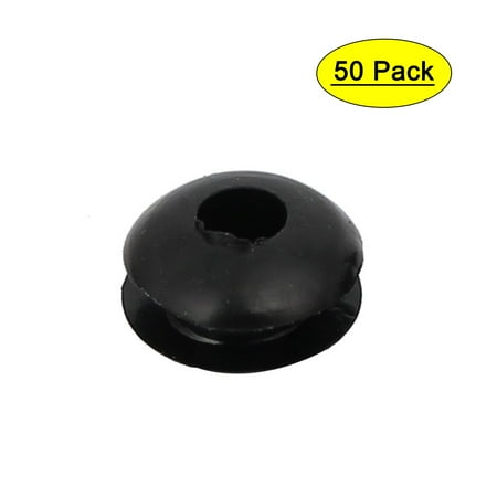 3mm Inner Dia Electrical Wire Cable Rubber Wiring Grommet Black 50pcs