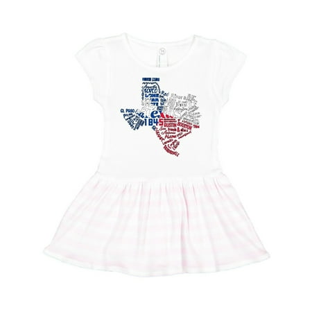 Inktastic Texas Word Salad- state outline with flag Gift Toddler Girl Dress