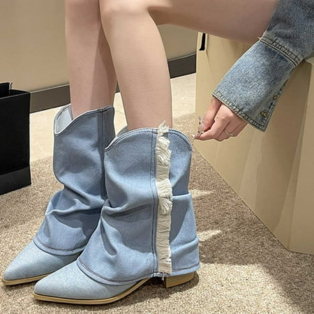 VKEKIEO Womens Tall Boots Round Toe Low Heel Heels Ornamental Zipper Slip-On Blue Fall Boots
VKEKIEO Womens Tall Boots Round Toe Low Heel Heels Ornamental Zipper Slip-On Blue Fall Boots