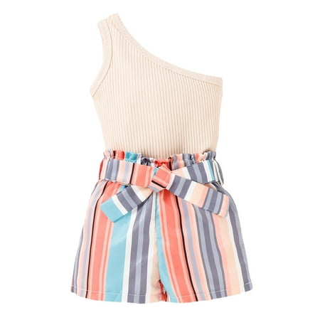 Wiueurtly Toddler Girls Summer Short Sleeve Striped Prints Ribbed Tops Shorts Belt 2PCS Outfits Clothes Set For Girls Clothes Sleepers 3 6 Months
Wiueurtly Toddler Girls Summer Short Sleeve Striped Prints Ribbed Tops Shorts Belt 2PCS Outfits Clothes Set For Girls Clothes Sleepers 3 6 Months