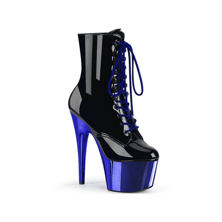 ADORE-1020 7 Heel 2 3/4 Platform Lace-Up Front Ankle Boot Side Zip