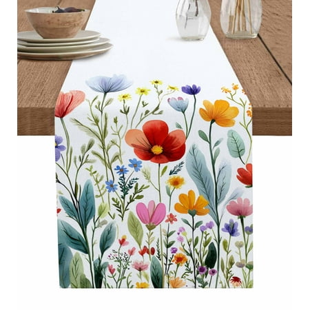 Table Runner Dresser Scarf 13 x 90 Inch Spring Watercolor Red Purple Flower Wildflower Green Leaf Table Runners Non-Slip Heat Kitchen Dining Table Decor for Indoor Outdoor Home Party Decoration
Table Runner Dresser Scarf 13 x 90 Inch Spring Watercolor Red Purple Flower Wildflower Green Leaf Table Runners Non-Slip Heat Kitchen Dining Table Decor for Indoor Outdoor Home Party Decoration