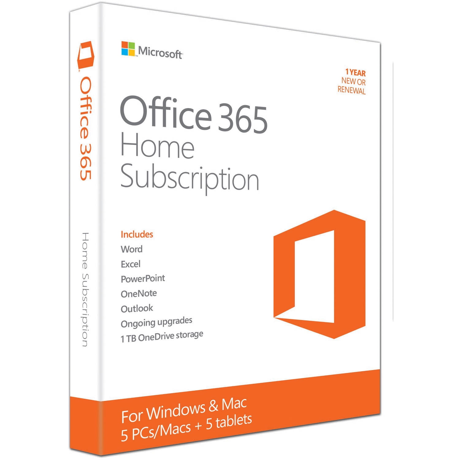 Microsoft Office 365 Home- 5 PCs/Macs + 5 Tablets/iPads, 1-year ...