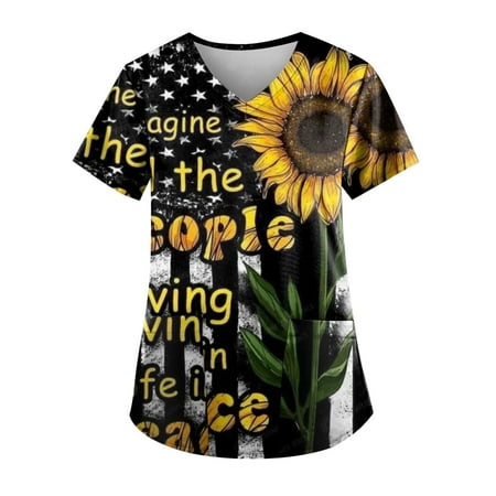 XHJUN American Flag Women Scrubs Top Workwear Short Sleeves Workwear V-Neck Patriotic Blouses Holiday Funny Tshirts with Pockets Black S
XHJUN American Flag Women Scrubs Top Workwear Short Sleeves Workwear V-Neck Patriotic Blouses Holiday Funny Tshirts with Pockets Black S