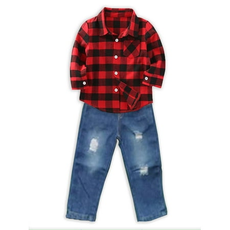 URMAGIC 1-6T Baby Boys Long Sleeve Button Down Red Plaid Shirt Ripped Jeans Casual Outfits
URMAGIC 1-6T Baby Boys Long Sleeve Button Down Red Plaid Shirt Ripped Jeans Casual Outfits