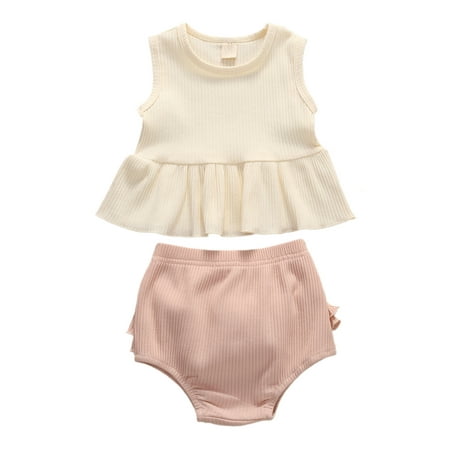 MERSARIPHY Little Baby Girl Summer Sleeveless Round Neck Tank Top Ruffle Shorts Solid Suit
MERSARIPHY Little Baby Girl Summer Sleeveless Round Neck Tank Top Ruffle Shorts Solid Suit