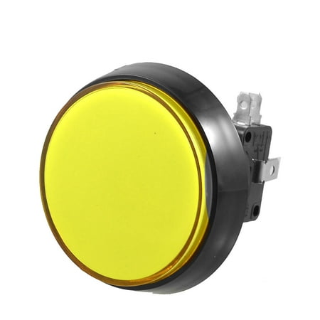 Arcade Game AC 250V 15A 52mm Dia Yellow Light Push Button + 1NC 1NO Micro Switch