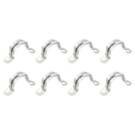 Uxcell 25mm 2 Hole U shaped Rigid Pipe Straps Bracket Tube Clip 8 Pack