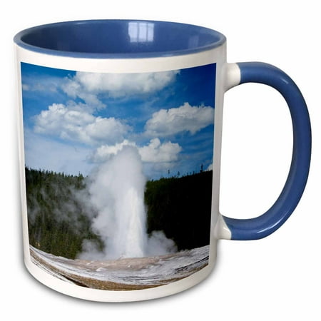 

3dRose Eruption Old Faithful Yellowstone National Park Wyoming USA - Two Tone Blue Mug 11-ounce