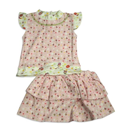 Snopea - Baby Girls Happy Dolls Skirt Set 29682-6Months (Happy Dolls Pink)