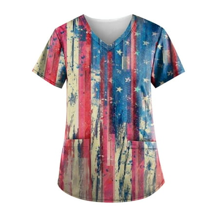 Sksloeg Womens Scrub Tops Plus Size American Flag Pattern Blouse Short Sleeve Nurse Working Uniform V Neck Graphic Scrub Shirts Sky Blue L
Sksloeg Womens Scrub Tops Plus Size American Flag Pattern Blouse Short Sleeve Nurse Working Uniform V Neck Graphic Scrub Shirts Sky Blue L